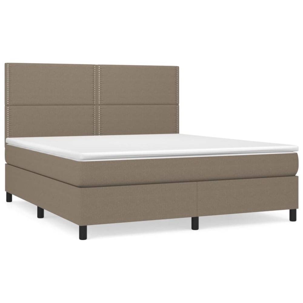 vidaXL Κρεβάτι Boxspring με Στρώμα Taupe 180x200 εκ. Υφασμάτινο