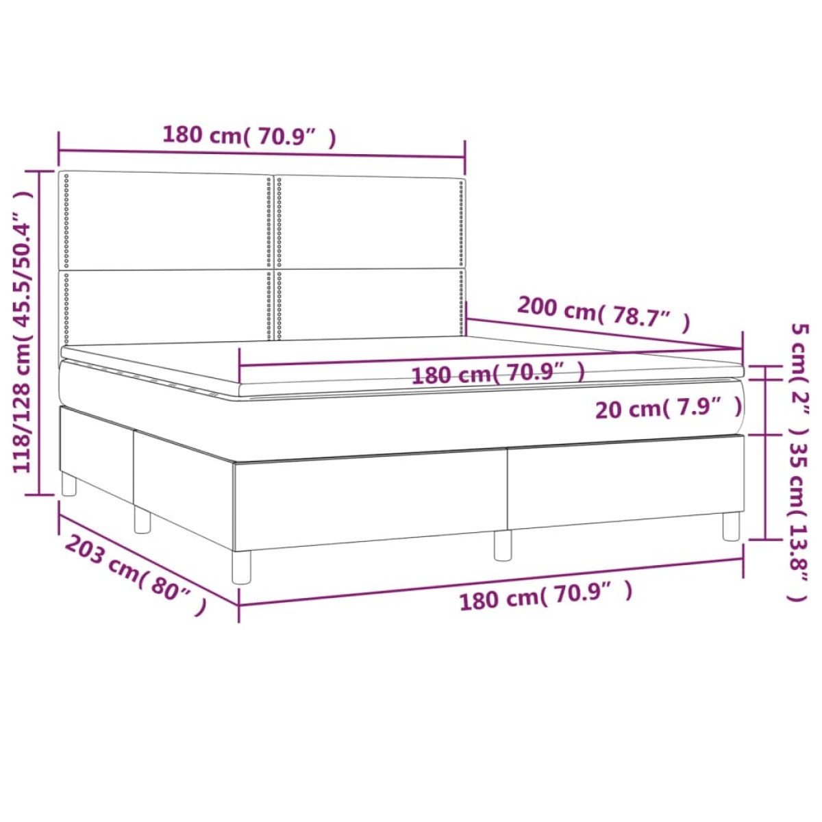 vidaXL Κρεβάτι Boxspring με Στρώμα Taupe 180x200 εκ. Υφασμάτινο
