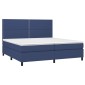 vidaXL Κρεβάτι Boxspring με Στρώμα Μπλε 200x200 εκ. Υφασμάτινο
