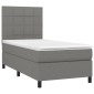vidaXL Κρεβάτι Boxspring με Στρώμα Σκούρο Γκρι 90x190 εκ. Υφασμάτινο