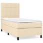 vidaXL Κρεβάτι Boxspring με Στρώμα Κρεμ 100 x 200 εκ. Υφασμάτινο