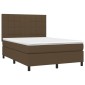 vidaXL Κρεβάτι Boxspring με Στρώμα Σκούρο Καφέ 140x190 εκ. Υφασμάτινο