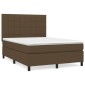 vidaXL Κρεβάτι Boxspring με Στρώμα Σκούρο Καφέ 140x200 εκ Υφασμάτινο