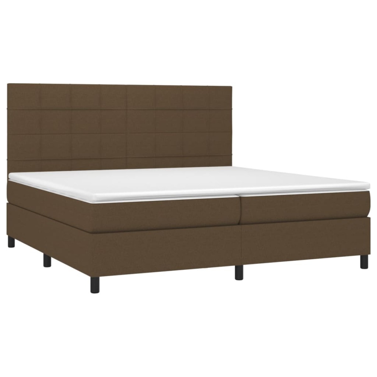 vidaXL Κρεβάτι Boxspring με Στρώμα Σκούρο Καφέ 200x200 εκ. Υφασμάτινο