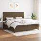vidaXL Κρεβάτι Boxspring με Στρώμα Σκούρο Καφέ 200x200 εκ. Υφασμάτινο