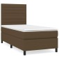 vidaXL Κρεβάτι Boxspring με Στρώμα Σκούρο Καφέ 90x190 εκ. Υφασμάτινο