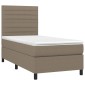 vidaXL Κρεβάτι Boxspring με Στρώμα Taupe 90x190 εκ.Υφασμάτινο