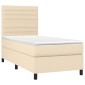 vidaXL Κρεβάτι Boxspring με Στρώμα Κρεμ 90x190 εκ.Υφασμάτινο