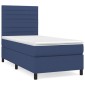 vidaXL Κρεβάτι Boxspring με Στρώμα Μπλε 90x190 εκ.Υφασμάτινο