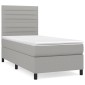 vidaXL Κρεβάτι Boxspring με Στρώμα Ανοιχτό Γκρι 90x200 εκ. Υφασμάτινο