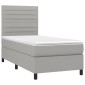 vidaXL Κρεβάτι Boxspring με Στρώμα Ανοιχτό Γκρι 90x200 εκ. Υφασμάτινο
