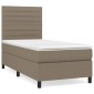 vidaXL Κρεβάτι Boxspring με Στρώμα Taupe 90x200 εκ. Υφασμάτινο