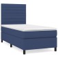 vidaXL Κρεβάτι Boxspring με Στρώμα Μπλε 90x200 εκ.Υφασμάτινο