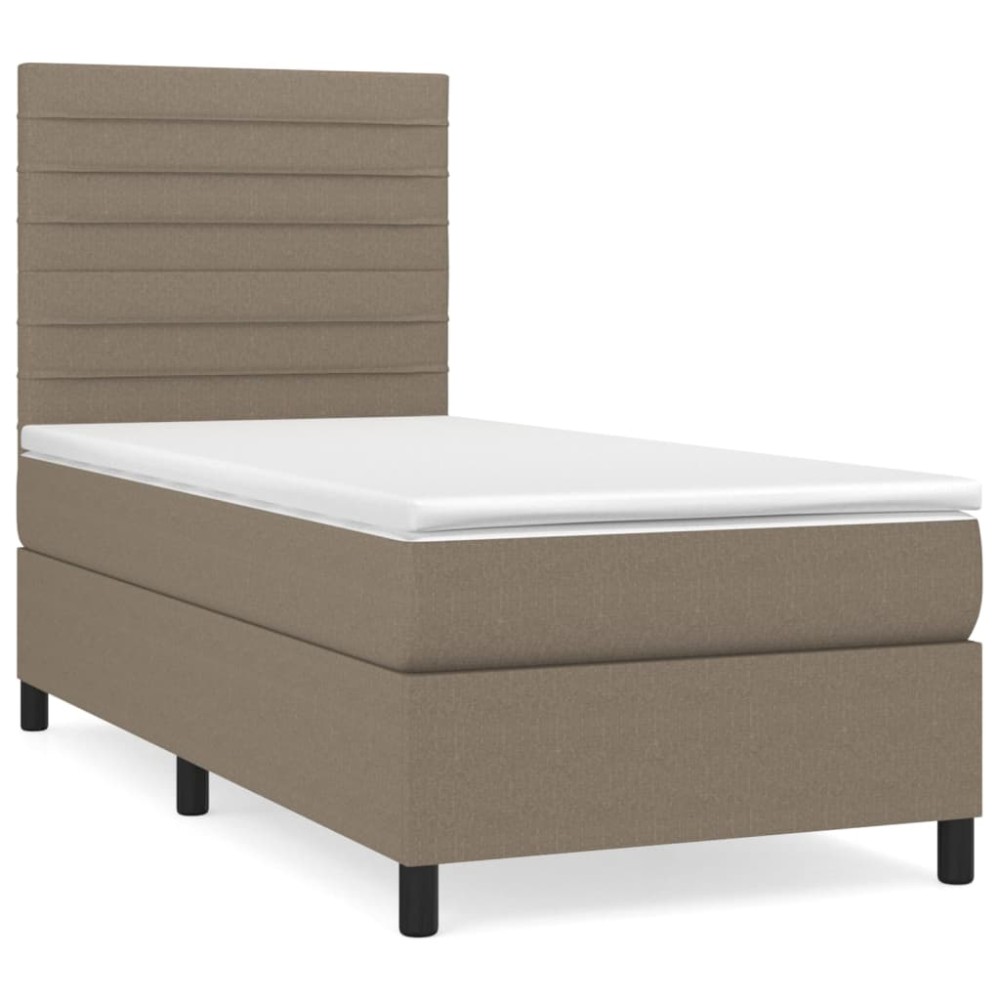 vidaXL Κρεβάτι Boxspring με Στρώμα Taupe 100 x 200 εκ. Υφασμάτινο