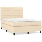 vidaXL Κρεβάτι Boxspring με Στρώμα Κρεμ 140x200 εκ. Υφασμάτινο