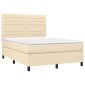 vidaXL Κρεβάτι Boxspring με Στρώμα Κρεμ 140x200 εκ. Υφασμάτινο