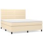 vidaXL Κρεβάτι Boxspring με Στρώμα Κρεμ 160x200 εκ. Υφασμάτινο