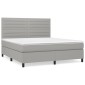 vidaXL Κρεβάτι Boxspring με Στρώμα Ανοιχτό Γκρι 180x200 εκ. Υφασμάτινο