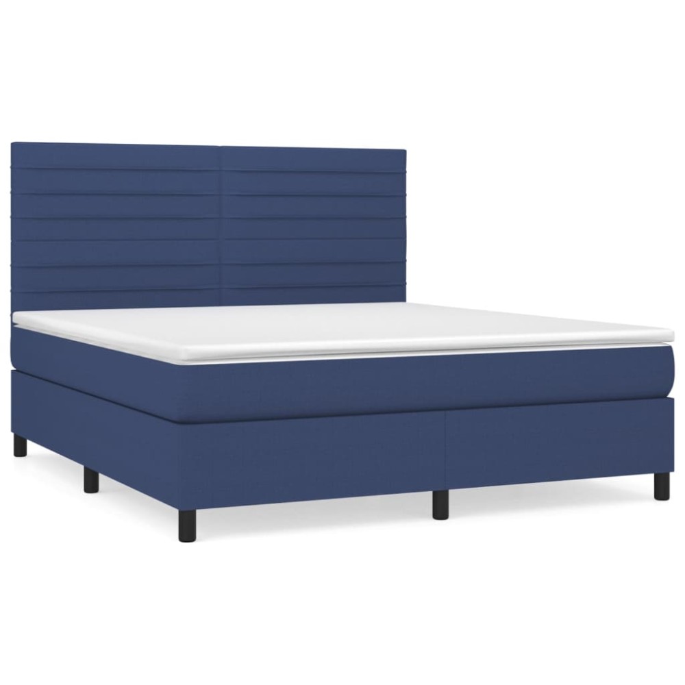 vidaXL Κρεβάτι Boxspring με Στρώμα Μπλε 180x200 εκ. Υφασμάτινο