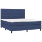 vidaXL Κρεβάτι Boxspring με Στρώμα Μπλε 180x200 εκ. Υφασμάτινο