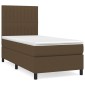 vidaXL Κρεβάτι Boxspring με Στρώμα Σκούρο Καφέ 90x190 εκ. Υφασμάτινο