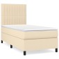 vidaXL Κρεβάτι Boxspring με Στρώμα Κρεμ 90x200 εκ.Υφασμάτινο