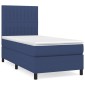 vidaXL Κρεβάτι Boxspring με Στρώμα Μπλε 90x200 εκ.Υφασμάτινο