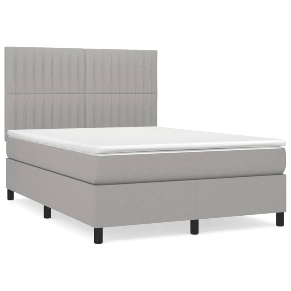 vidaXL Κρεβάτι Boxspring με Στρώμα Ανοιχτό Γκρι 140x190 εκ. Υφασμάτινο