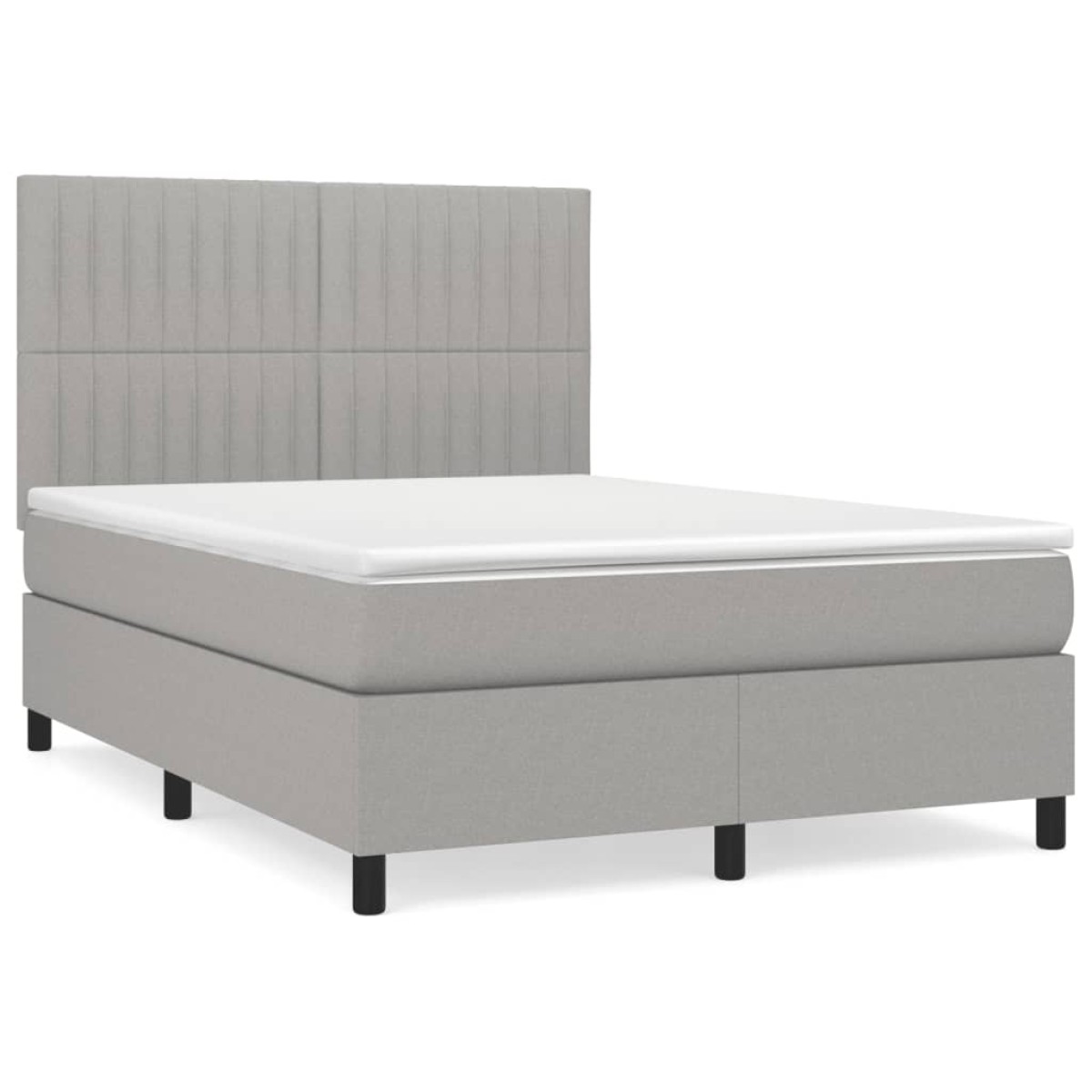vidaXL Κρεβάτι Boxspring με Στρώμα Ανοιχτό Γκρι 140x190 εκ. Υφασμάτινο