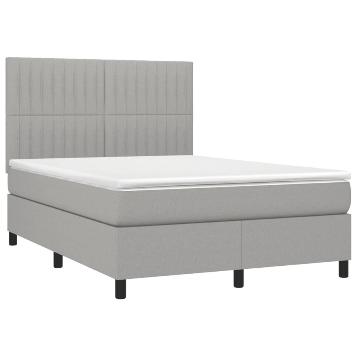 vidaXL Κρεβάτι Boxspring με Στρώμα Ανοιχτό Γκρι 140x190 εκ. Υφασμάτινο