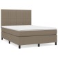 vidaXL Κρεβάτι Boxspring με Στρώμα Taupe 140x190 εκ. Υφασμάτινο