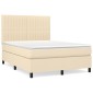 vidaXL Κρεβάτι Boxspring με Στρώμα Κρεμ 140x190 εκ. Υφασμάτινο