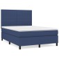 vidaXL Κρεβάτι Boxspring με Στρώμα Μπλε 140x190 εκ. Υφασμάτινο
