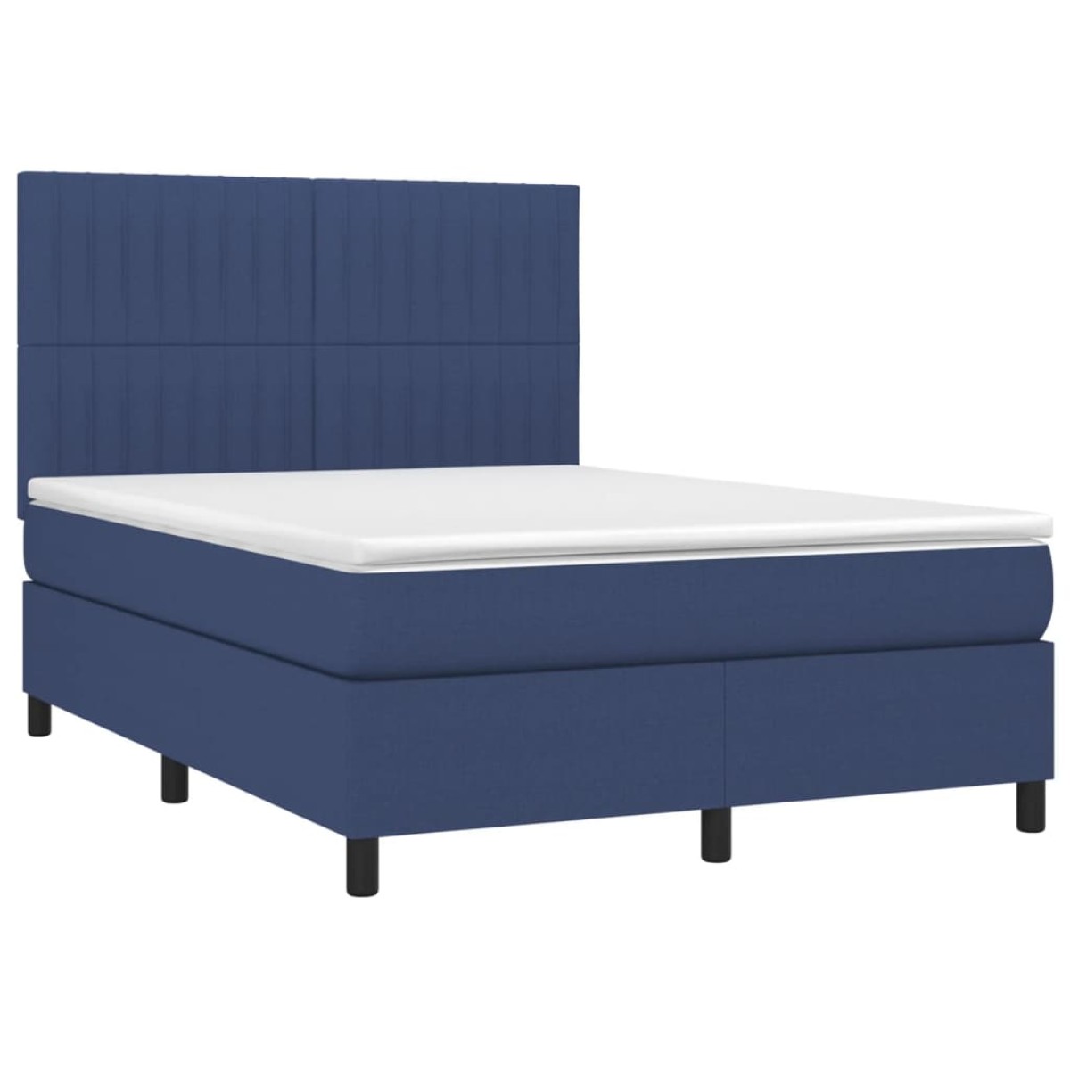 vidaXL Κρεβάτι Boxspring με Στρώμα Μπλε 140x190 εκ. Υφασμάτινο