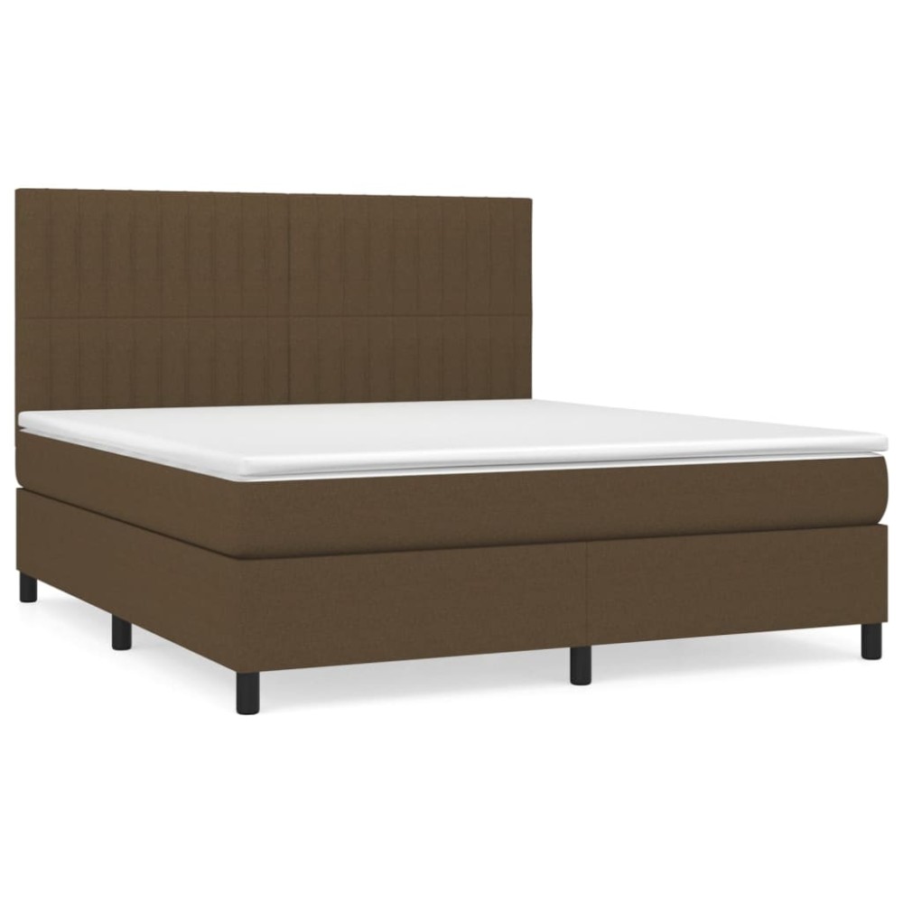 vidaXL Κρεβάτι Boxspring με Στρώμα Σκούρο Καφέ 180x200 εκ Υφασμάτινο