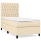 vidaXL Κρεβάτι Boxspring με Στρώμα Κρεμ 90x200 εκ.Υφασμάτινο