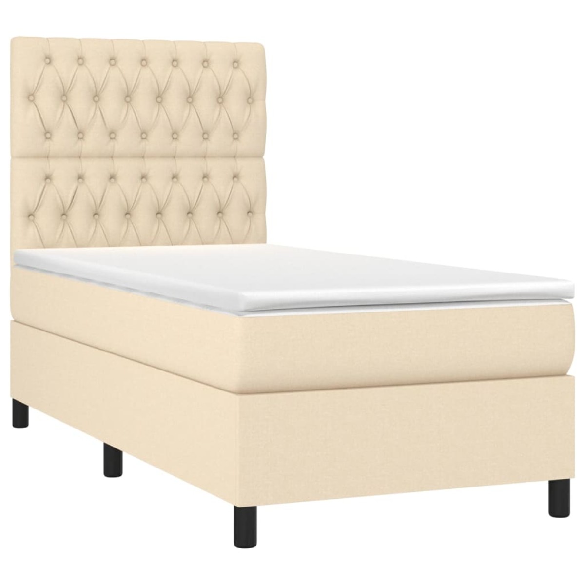 vidaXL Κρεβάτι Boxspring με Στρώμα Κρεμ 90x200 εκ.Υφασμάτινο