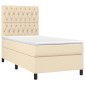 vidaXL Κρεβάτι Boxspring με Στρώμα Κρεμ 90x200 εκ.Υφασμάτινο