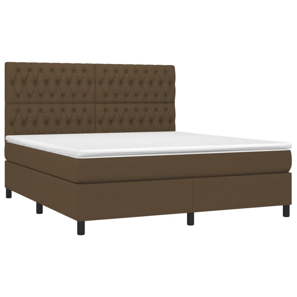 vidaXL Κρεβάτι Boxspring με Στρώμα Σκούρο Καφέ 180x200 εκ Υφασμάτινο