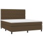 vidaXL Κρεβάτι Boxspring με Στρώμα Σκούρο Καφέ 180x200 εκ Υφασμάτινο