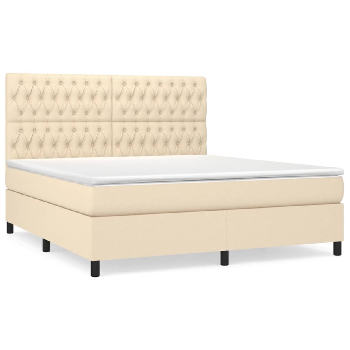 vidaXL Κρεβάτι Boxspring με Στρώμα Κρεμ 180x200 εκ. Υφασμάτινο