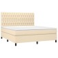 vidaXL Κρεβάτι Boxspring με Στρώμα Κρεμ 180x200 εκ. Υφασμάτινο