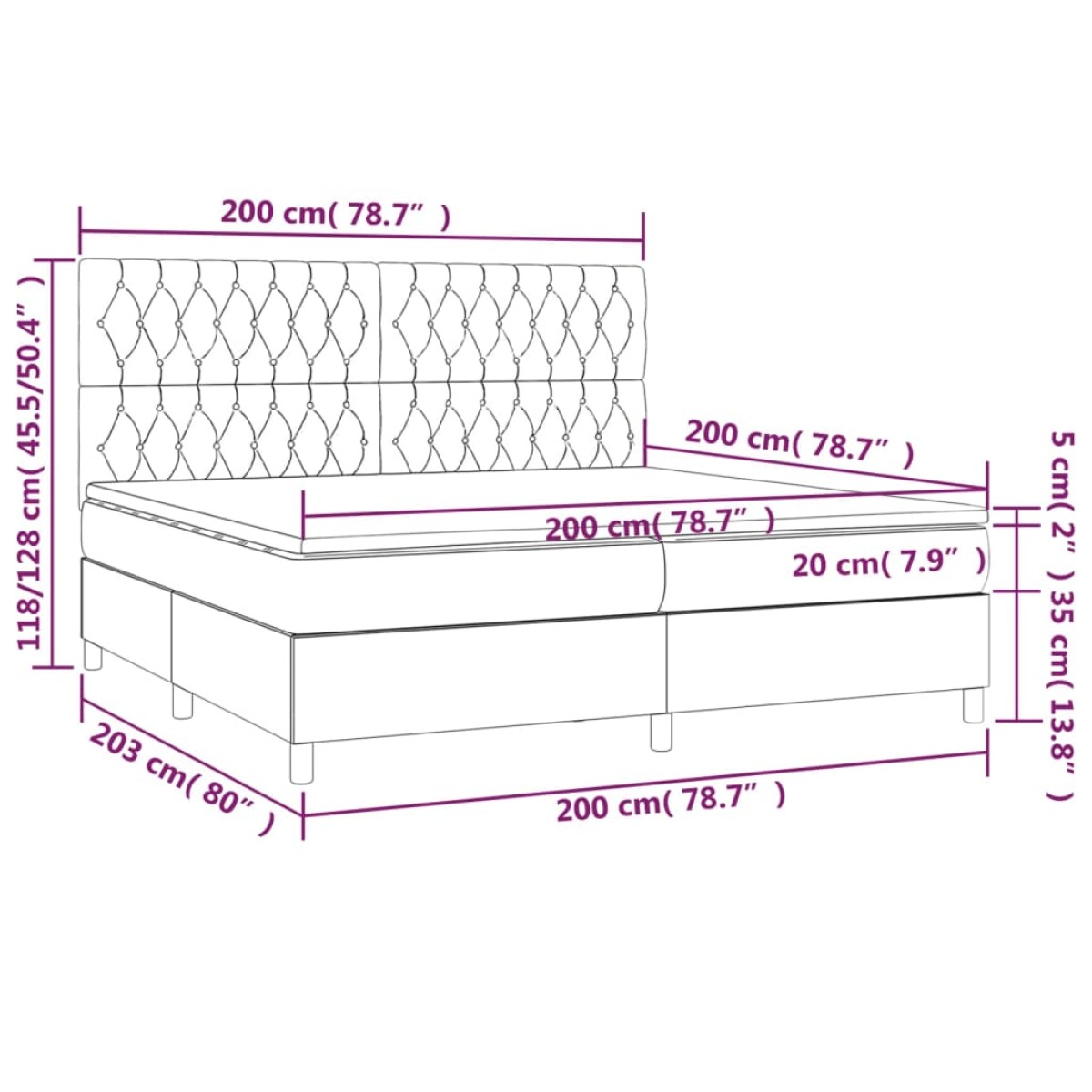 vidaXL Κρεβάτι Boxspring με Στρώμα Ανοιχτό Γκρι 200x200 εκ. Υφασμάτινο