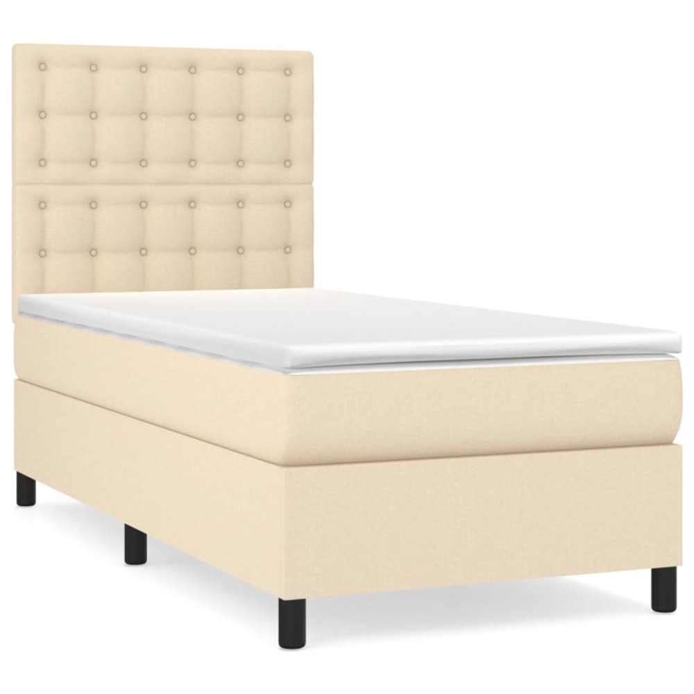vidaXL Κρεβάτι Boxspring με Στρώμα Κρεμ 80 x 200 εκ. Υφασμάτινο