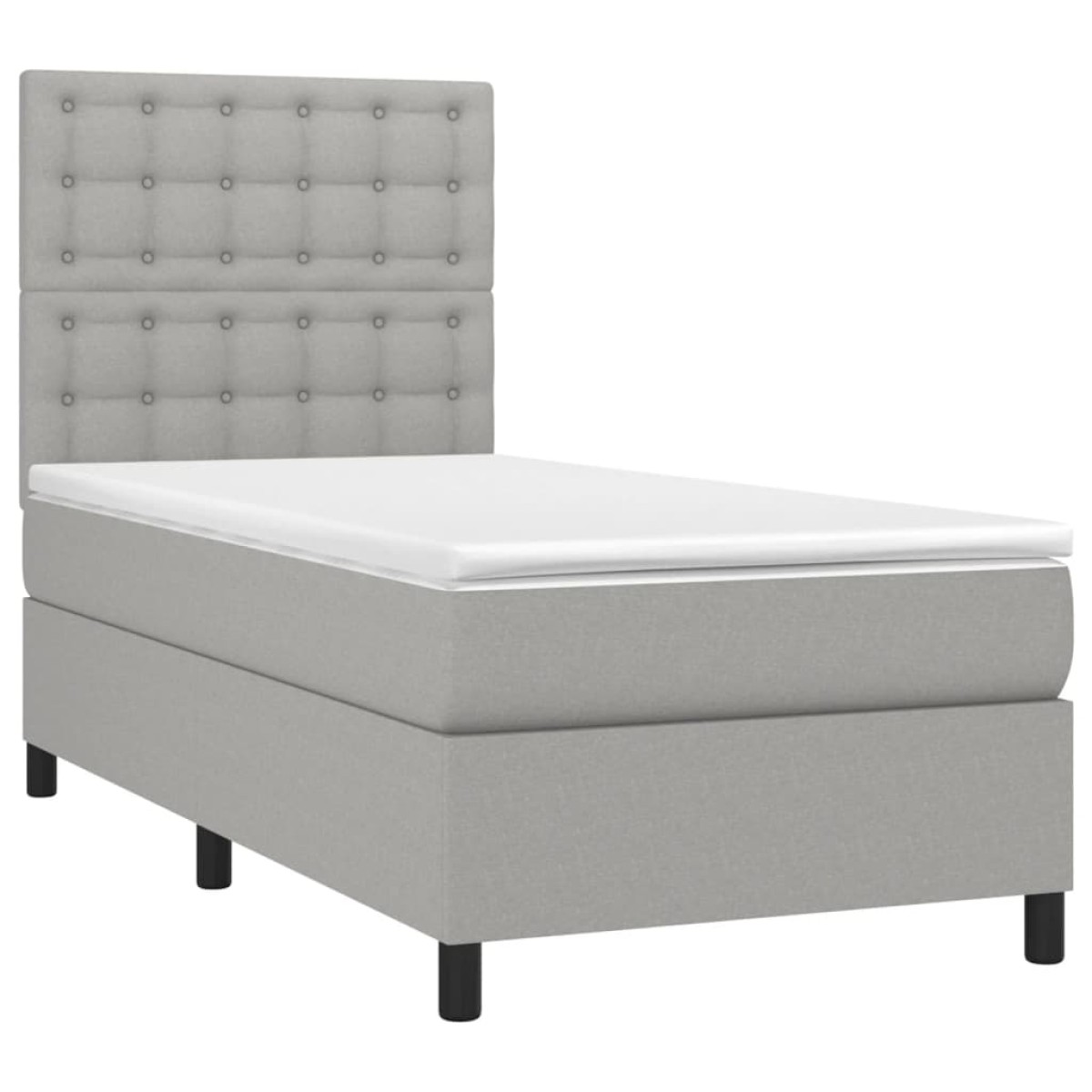 vidaXL Κρεβάτι Boxspring με Στρώμα Ανοιχτό Γκρι 90x190 εκ. Υφασμάτινο