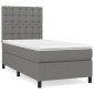 vidaXL Κρεβάτι Boxspring με Στρώμα Σκούρο Γκρι 90x190 εκ. Υφασμάτινο