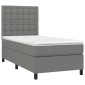 vidaXL Κρεβάτι Boxspring με Στρώμα Σκούρο Γκρι 90x190 εκ. Υφασμάτινο