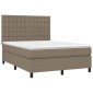 vidaXL Κρεβάτι Boxspring με Στρώμα Taupe 140x190 εκ. Υφασμάτινο