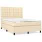 vidaXL Κρεβάτι Boxspring με Στρώμα Κρεμ 140x190 εκ. Υφασμάτινο