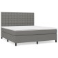 vidaXL Κρεβάτι Boxspring με Στρώμα Σκούρο Γκρι 160x200 εκ Υφασμάτινο
